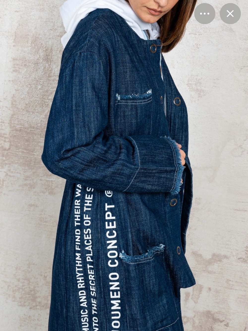 Blue Denim Tunic Jacket/ w. no buttons, but to tie!